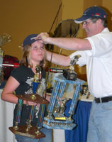 Destiny Miller getting fitted for her "Champion" hat! (2008 Junior Division)